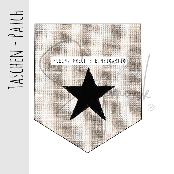 Taschen Patch - Leinenoptik Beige - "klein, frech, einzigartig" (Stern) XaXelu Desgin